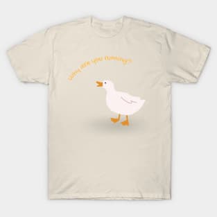 why are you running duck meme funny cute aesthetic T-Shirt